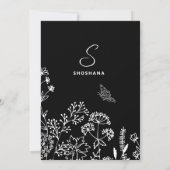 Invitation Belle écriture de Bat Mitzvah Esquisse florale élé (Dos)