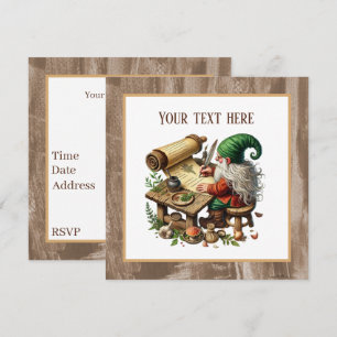 Invitation Belle écriture fête gnome