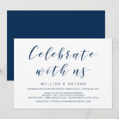 Invitation Belle Élégance, Bleu Marine, Mariage en Elopement (Devant / Derrière)