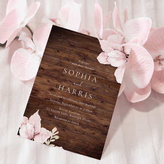 Invitation Belle Elegance Blush Rustic Mariage de automne