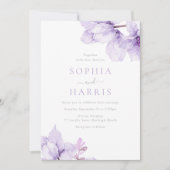 Invitation Belle Élégance Mariage Floral violet (Devant)