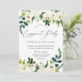 Invitation Belle Élégante Fête d'Engagement Floral Blanc (Debout devant)