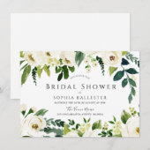 Invitation Belle Elégante Fête des mariées Florale Blanche (Devant / Derrière)