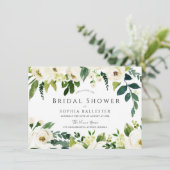 Invitation Belle Elégante Fête des mariées Florale Blanche (Debout devant)