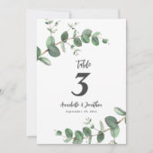 Invitation Belle élégante table de mariage au feuillage d'euc (Devant)