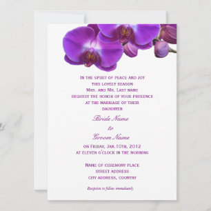Invitation Belle, élégante, violette fleurs d'orchidées maria
