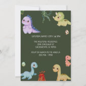 Invitation Belle Enfants Green Dino fête d'anniversaire (Dos)