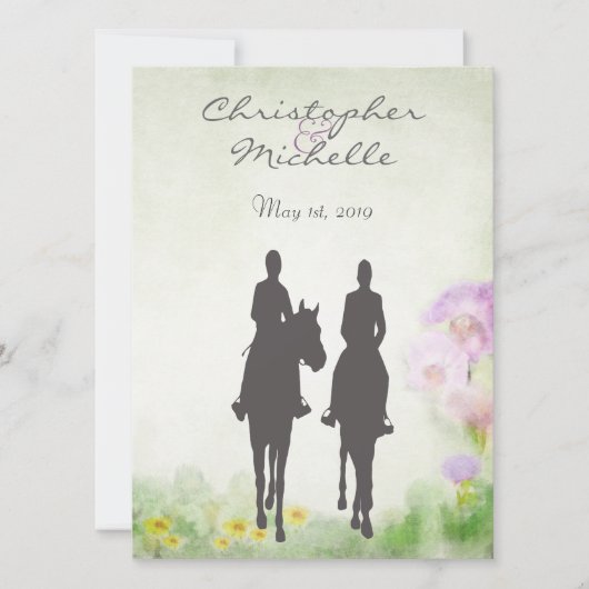 Invitation Belle équitation équitation Couple Cheval Mariage (Devant)