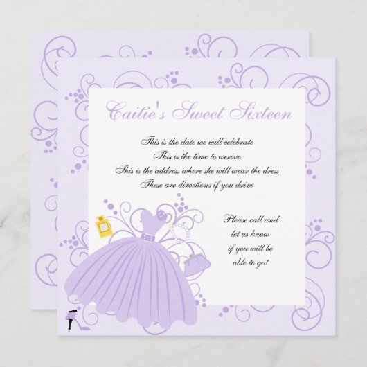 Invitation Belle et belle robe (Devant / Derrière)