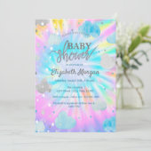 Invitation Belle Étoiles & Nuages Tie Dye Baby shower (Debout devant)
