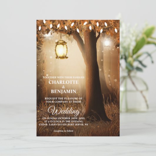 Invitation Belle Fairytale Enchanted Mariage forestier (Debout devant)