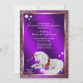 Invitation Belle Fantaisie Licorne de Noël Joie Violet (Devant)