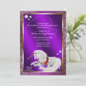 Invitation Belle Fantaisie Licorne de Noël Joie Violet (Debout devant)