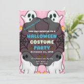 Invitation Belle Fantômes Toiles d'araignées Étoiles rose Hal (Debout devant)