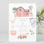 Invitation Belle ferme Animaux Barniard anniversaire<br><div class="desc">Aquarelle d'animal de ferme mignonne Anniversaire</div>