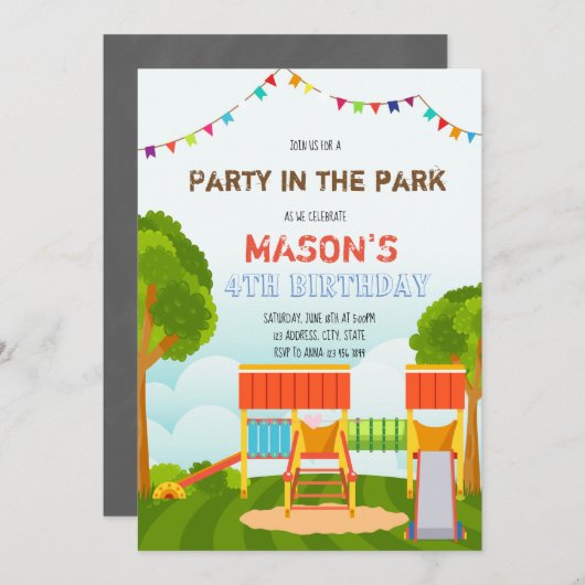 Invitation Belle fête à l'invitation du parc (Devant / Derrière)