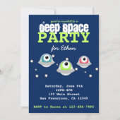 Invitation Belle fête d'anniversaire alien dans l'espace extr (Devant)