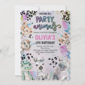 Invitation Belle fête d'anniversaire Animaux (Devant)