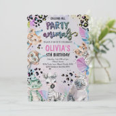Invitation Belle fête d'anniversaire Animaux (Debout devant)