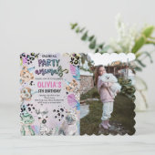Invitation Belle fête d'anniversaire Animaux Photo (Debout devant)