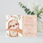 Invitation Belle fête d'anniversaire bébé lemur personnalisée (Debout devant)