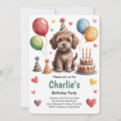 Invitation Belle fête d'anniversaire de chien pour enfants (Devant)