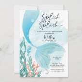 Invitation Belle Fête d'Anniversaire de Fille Sirène (Devant)