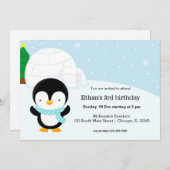Invitation Belle fête d'anniversaire de pingouin (Devant / Derrière)
