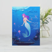 Invitation Belle Fête d'anniversaire de Sirène (Debout devant)