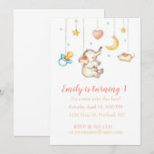 Invitation Belle fête d'anniversaire Eléphant (Devant / Derrière)