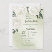 Invitation belle fête d'anniversaire fleurie blanche (Devant)