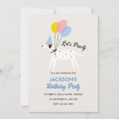 Invitation Belle fête d'anniversaire pastel chien de compagni (Devant)