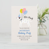 Invitation Belle fête d'anniversaire pastel chien de compagni (Debout devant)