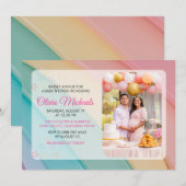 Invitation Belle Fête de Bébé Arc-en-ciel Mixte (Devant / Derrière)
