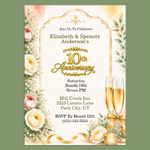 Invitation Belle Fête de Champagne aux Pivoines pour le 10e A