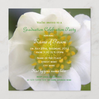 Invitation Belle fête de fin d'études de fleur de fraise blan
