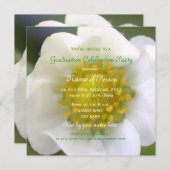 Invitation Belle fête de graduation de fleur de fraise blanch (Devant / Derrière)