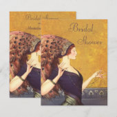 Invitation Belle Fête de la mariée d'aileron de paon d'art (Devant / Derrière)