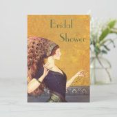 Invitation Belle Fête de la mariée d'aileron de paon d'art (Debout devant)