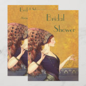 Invitation Belle Fête de la mariée d'aileron de paon d'art (Devant / Derrière)