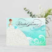 Invitation Belle Fête de l'mariée Aqua et White Luxe (Debout devant)