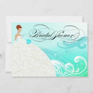 Invitation Belle Fête de l'mariée Aqua et White Luxe