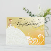 Invitation Belle Fête de l'mariée de luxe jaune et blanc (Debout devant)