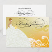 Invitation Belle Fête de l'mariée de luxe jaune et blanc (Devant / Derrière)