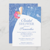 Invitation Belle Fête de l'mariée de mariée moderne bleue (Devant / Derrière)