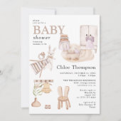 Invitation Belle Fête de Naissance de Bébé Fille Bohème (Devant)
