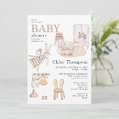 Invitation Belle Fête de Naissance de Bébé Fille Bohème (Debout devant)