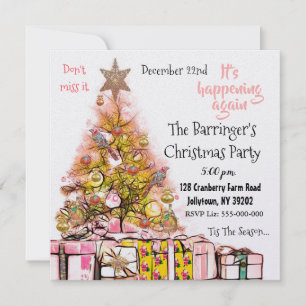 Invitation Belle fête de Noël annuelle rose