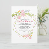 Invitation Belle fête de Pâques Brunch Floral Géométrique (Debout devant)