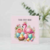 Invitation Belle fête de Pâques flamingo rose (Debout devant)